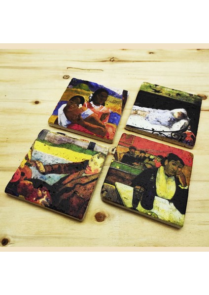 Paul Gauguin - Traverten Bardak Altlığı 4'lü Set Standlı fiyatları