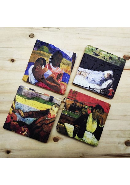 Paul Gauguin - Traverten Bardak Altlığı 4'lü Set Standlı modelleri