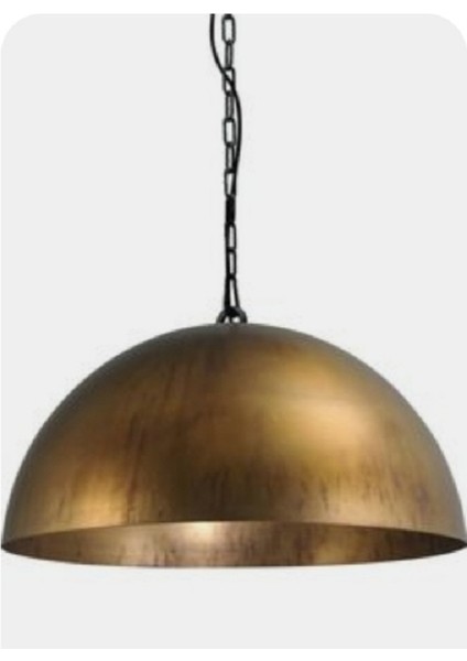 Eskitme Fırcalanmış Retro Ruskit Metal Sarkıt Vintage Avize Zincirli Askı 40 cm En