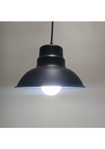 Vintage Metal Sarkıt Avize Siyah Içi Beyaz