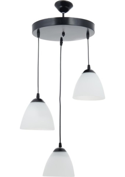 Modern Spor Avize Üçlü Opal Camlı 30 cm