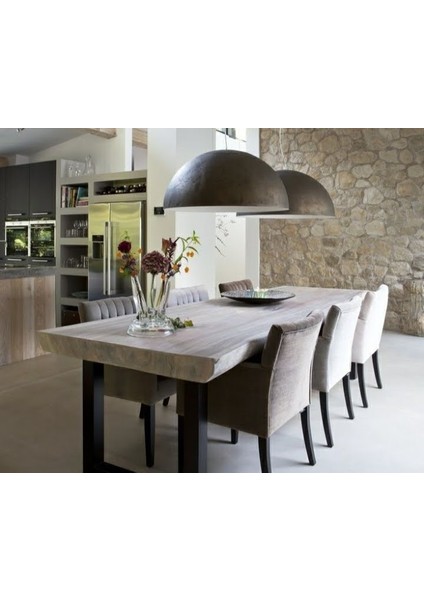 50 cm Retro Rustik Siyah Içi Altın Metal Sarkıt Avize