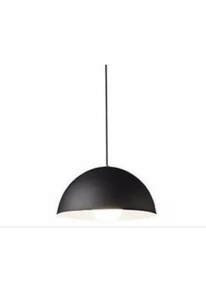 Mylight S Retro Rustik Siyah Içi Beyaz Metal Sarkıt Avize 40 cm