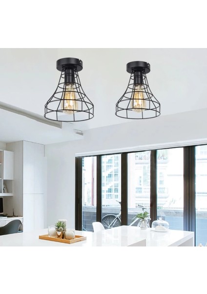 Mylight S Retro Rustik Konik Kafes Armatür Avize