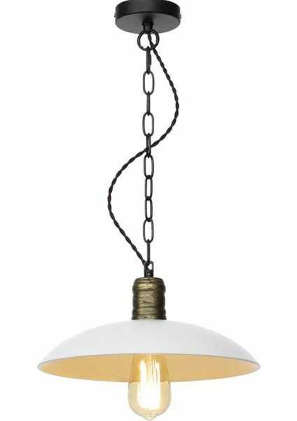 Rustik Beyaz Metal Sarkıt Avize 30 cm