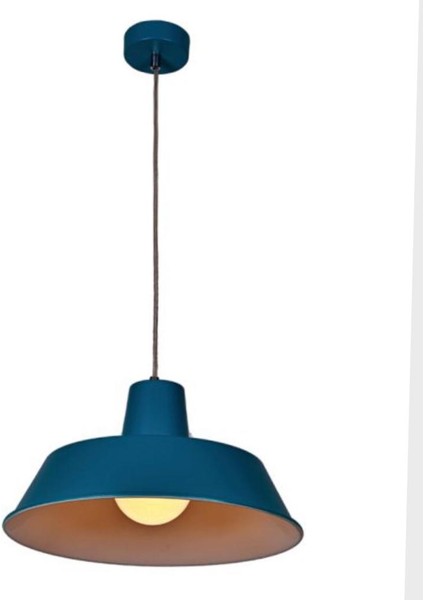 Rustik Mavi Içi Beyaz Metal Sarkıt Avize