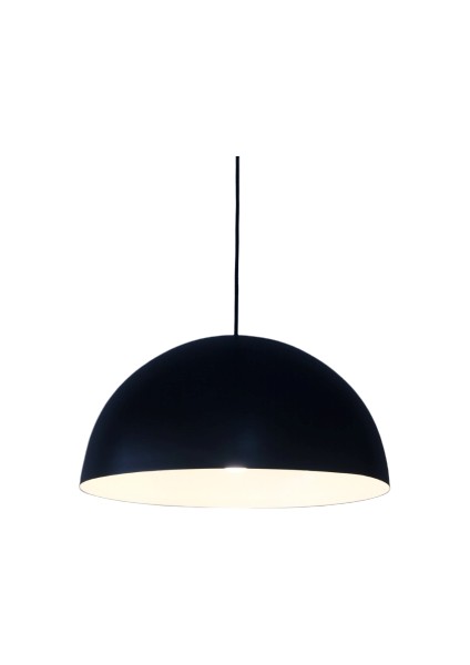 Retro Metal Sarkıt Avize Siyah Içi Beyaz 40CM