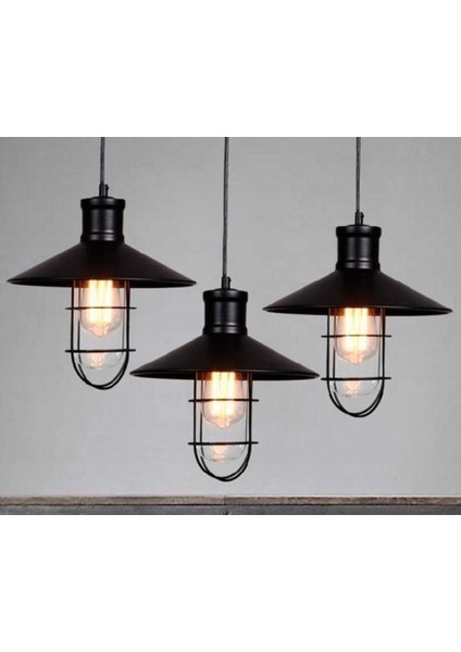 Retro Üçlü Masa Üsüt Sarkıt Avize Kafes 60 cm