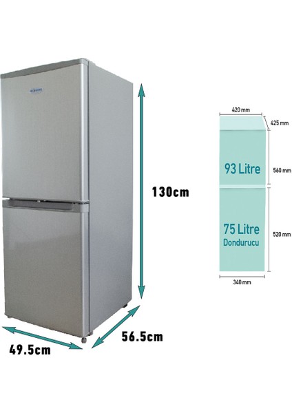 168LT.TEKNE-YAT-KARAVAN Buzdolabı & Dondurucu 12/24VDC Kompresörü Hızlı Soğutma Süper Sessiz DE168