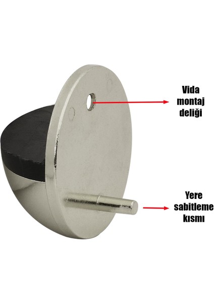 Yarımay Kapı Stoperi Tamponu Vidalı Metal Kapı Stopu Inox