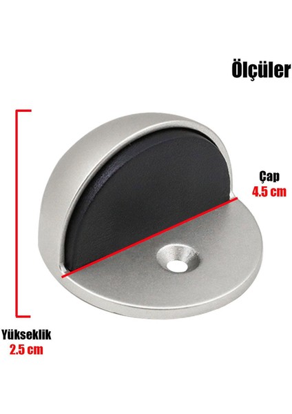 Yarımay Kapı Stoperi Tamponu Vidalı Metal Kapı Stopu Inox