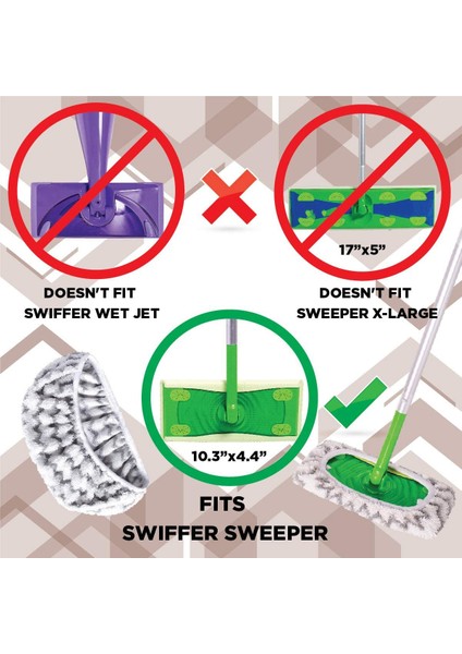 Swiffer Sweeper Moplarla Uyumlu 2'li Mikrofiber Yeniden Kullanılabilir Paspas Pedleri Islak ve Kuru Kullanım Için Yıkanabilir Paspas Pedleri (Yurt Dışından)