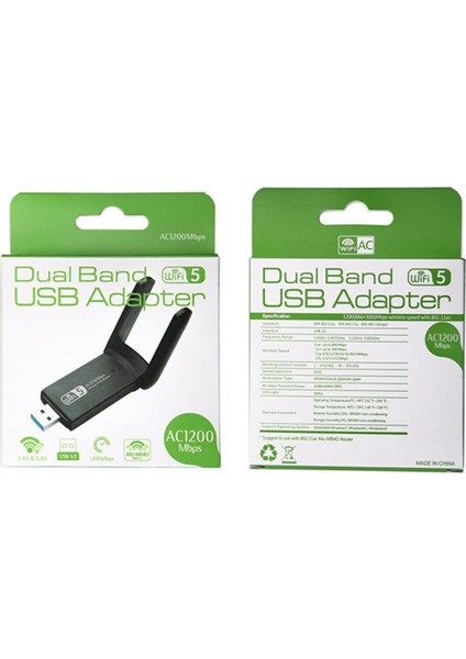 Dual Band USB 3.0 Adaptör Kablosuz Wifi Alıcı AC1200 Mbps