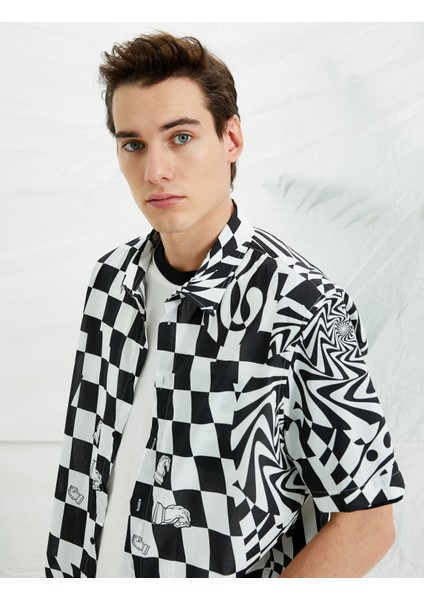 Satranç Baskılı Kısa Kollu Gömlek