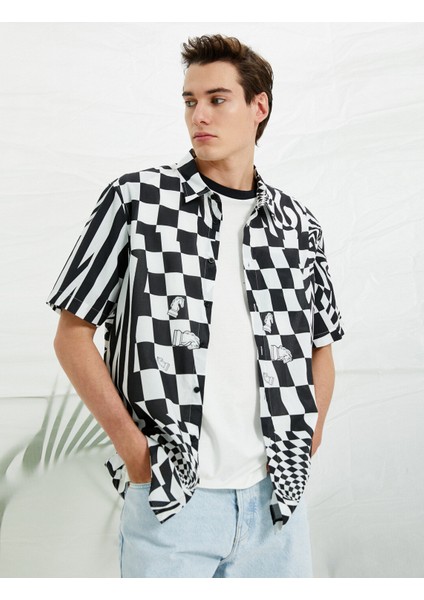 Satranç Baskılı Kısa Kollu Gömlek modelleri