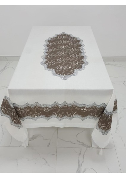 Meltem Baskılı Keten Kumaş Kreme Kahve Masa Örtüsü Dikdörtgen 160x220 cm - 1142 fiyatları