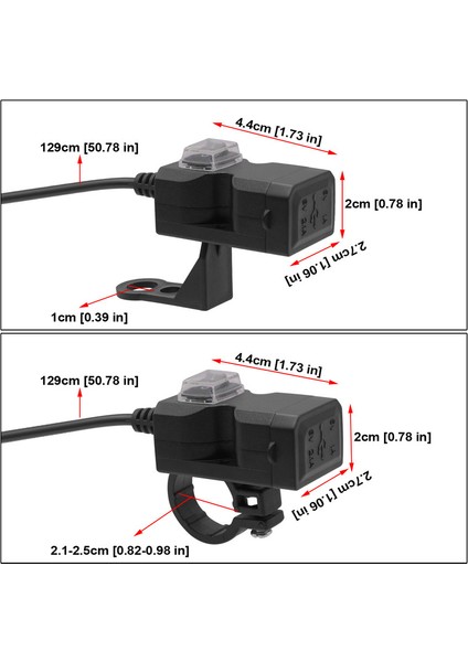 Çift USB Bağlantı Noktası 9-24V Su Geçirmez Motosiklet USB Şarj Cihazı Motosiklet Gidon Şarj Cihazı Telefon Cep Telefonu Için Güç Kaynağı Soketi (Yurt Dışından)