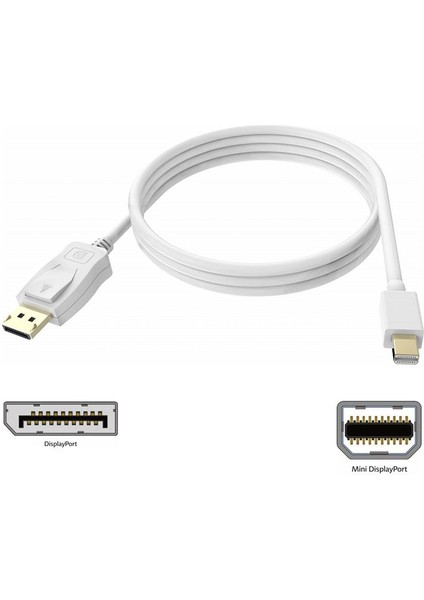 Mini Display Port To Display Port Kablo 1.8m Beyaz
