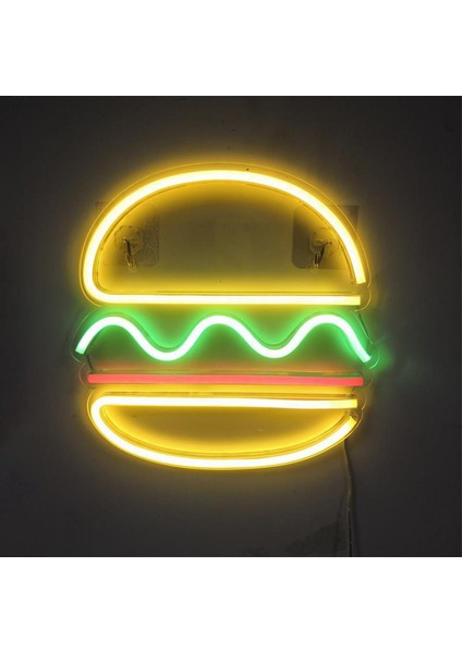 Hamburger Neon Burcu Neon Işık USB Powered Gece Lambası (Yurt Dışından) indirimleri