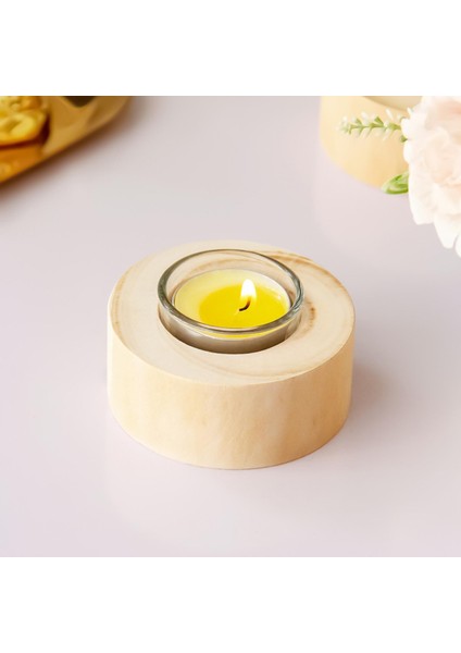 Ahşap Mumluk Şamdan Tealight 8X8X4.8 cm (Yurt Dışından)