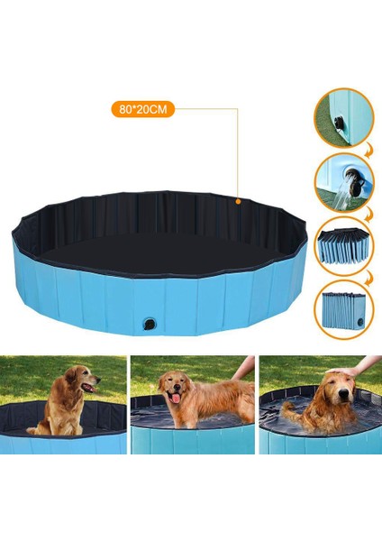 Kkmoon Katlanabilir Pvc Köpek Kedi Pet Yüzme Havuzu Pet Köpek (Yurt Dışından)