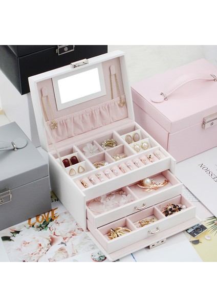 Mücevher Organizatör 3 Katmanlı Büyük Kapasiteli Mücevher (Yurt Dışından) fırsatları