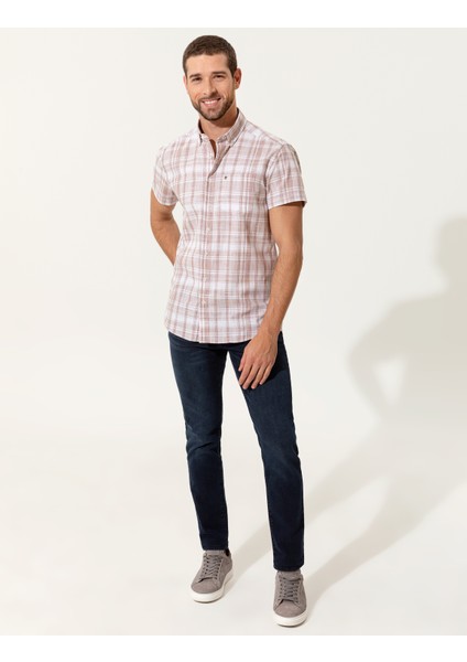 Erkek Bej Regular Fit Kısa Kollu Gömlek 50251475-VR011
