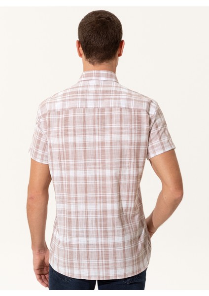 Erkek Bej Regular Fit Kısa Kollu Gömlek 50251475-VR011