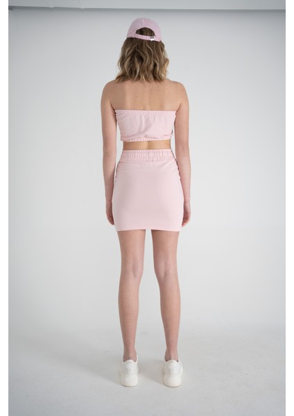 Kadın Pembe Yüksek Lastikli Ipli Bel Mini Boy Toa Etek indirimleri