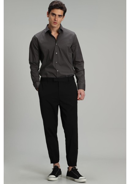 Austın Erkek Klasik Gömlek Slim Fit Siyah