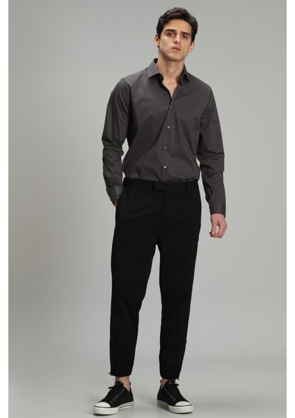 Austın Erkek Klasik Gömlek Slim Fit Siyah