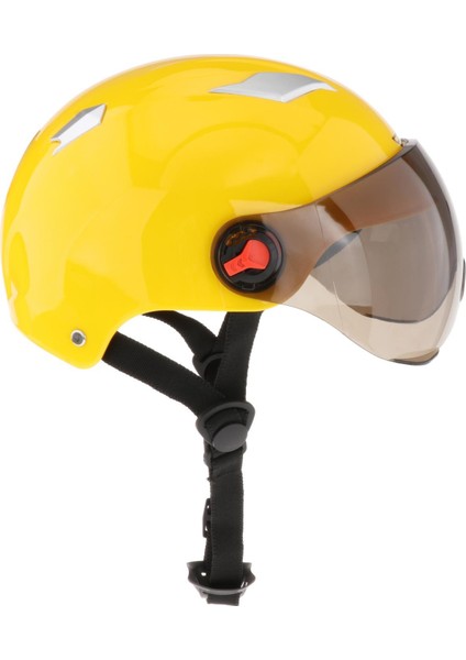 Yarım Açık Yüz Motosiklet Kask, Ayarlanabilir 56-62 cm Kafa Çevresi Yarış Kask Visor Bisiklet Sürme Başkanı Koruyucu - Sarı (Yurt Dışından) indirimleri