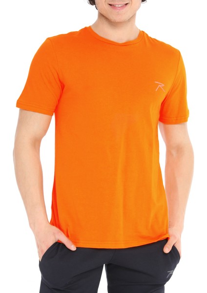 Erkek Pamuk T-Shirt Gravıs Oranj