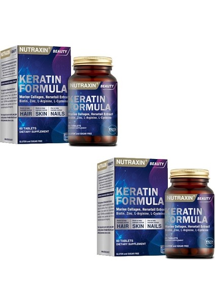 Keratin Formula 60 Tablet Hair - Nails - Skin X2 Adet