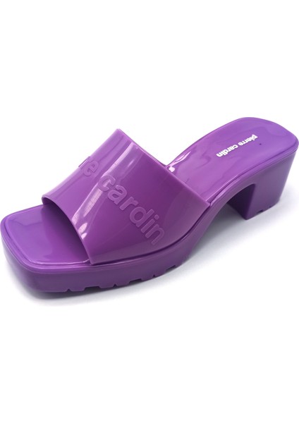 Mor Renkli Kadın Topuklu Terlik Ayakkabı