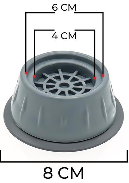 Beyaz Eşya Altlığı Titreşim Önleyici Kaydırmaz Beyaz Eşya Ayak Vantuzlu 4'lü