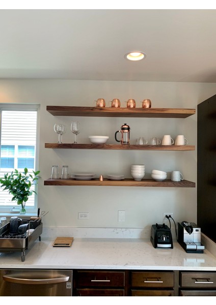 Doğal Ahşap Raf 3'lü Takım - 80 x 20 cm