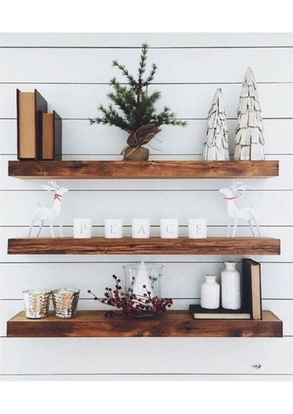 Doğal Ahşap Raf 3'lü Takım - 80 x 20 cm