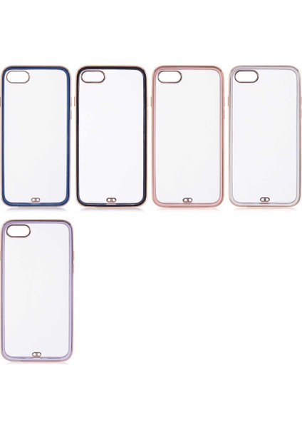 Apple iPhone SE 2022 / SE 2020 / iPhone 7 / iPhone 8 Kılıf Kamera Korumalı Pastel Renk Voit Clear Kapak Pembe