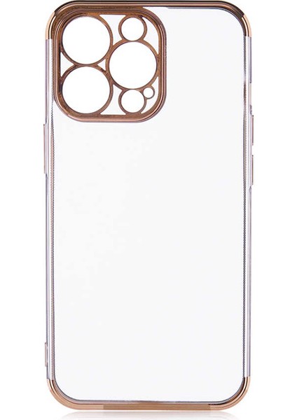 Apple iPhone 13 Pro Max Kılıf Kamera Korumalı 4 Köşeli Lazer Renkli Silikon Arka Kapak Altın