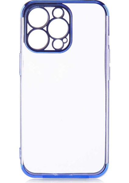 Apple iPhone 13 Pro Max Kılıf Kamera Korumalı 4 Köşeli Lazer Renkli Silikon Arka Kapak Mavi