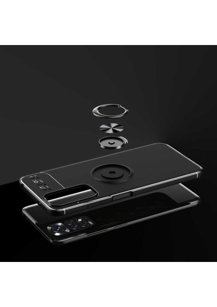 Xiaomi Redmi Note 11S Kılıf Mıktanıslı Autofocus Shockprof Ravel Yüzüklü Standlı Slikon Kapak Lacivert