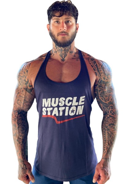 Musclestation Toughman Tank Workout Lacivert Fitness Atlet