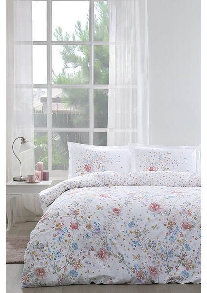 Visterya Çift Kişilik Çarşaf Lastikli(fitted) Nevresim Takımı Beyaz