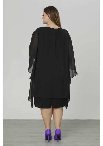 Büyük Beden Önü Payetli Dökümlü Elbise fırsatları