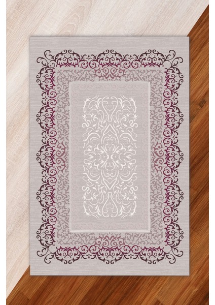 Ipek Kadife Gri Renkli Osmanlı Desen Lastikli Halı Örtüsü fiyatları