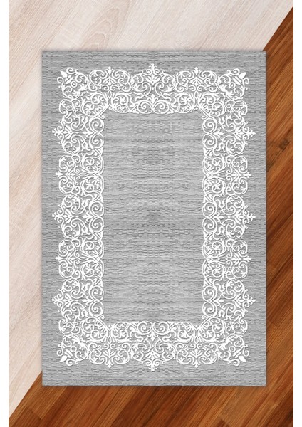 Ipek Kadife Gri Renkli Su Yolu Desen Lastikli Halı Örtüsü fiyatları