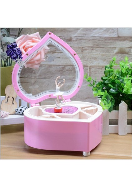 Kalp Şeklinde Dans Eden Balerin Müzik Kutusu Pembe (Yurt Dışından)