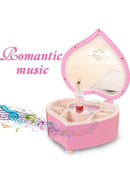 Kalp Şeklinde Dans Eden Balerin Müzik Kutusu Pembe (Yurt Dışından)