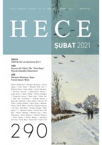 Hece Aylık Edebiyat Dergisi Sayı: 290 Şubat 2021